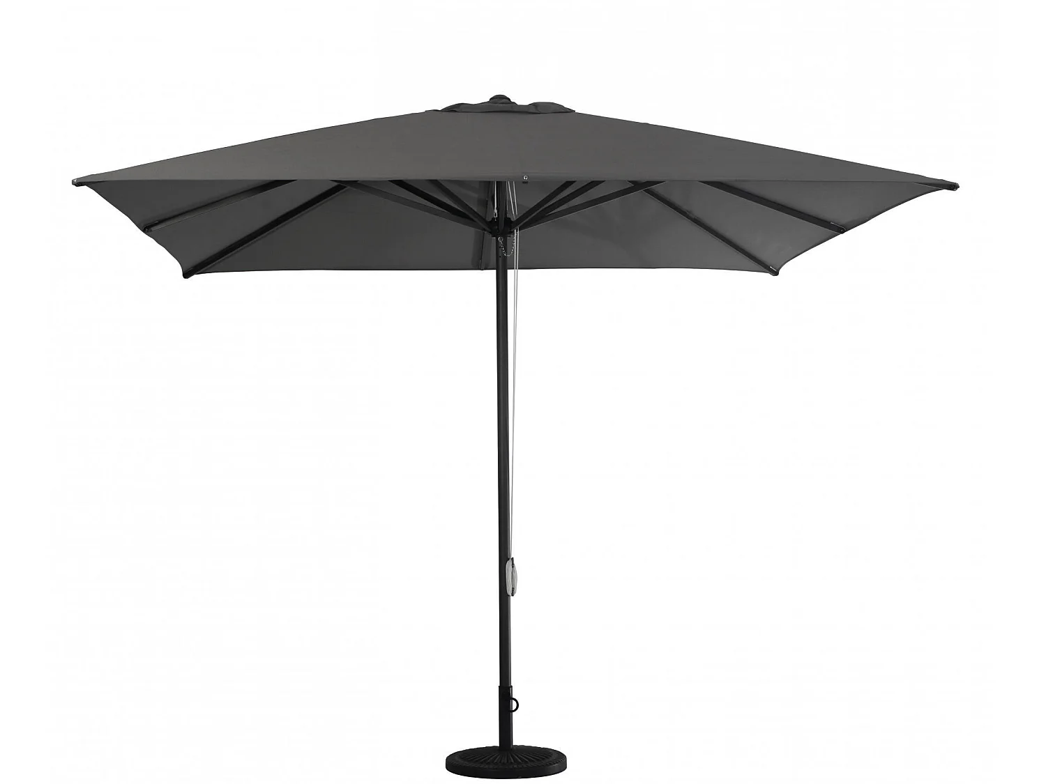 Parasol en aluminium avec manivelle sur mât central, couleur anthracite, 3 x 3 mètres