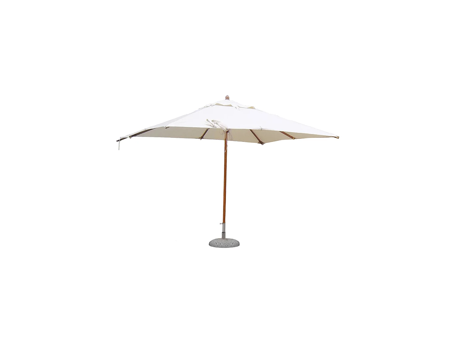 Guarda-chuva de madeira com poste central 60, capa cor bege, 250 x 350 cm, mastro de 60 cm