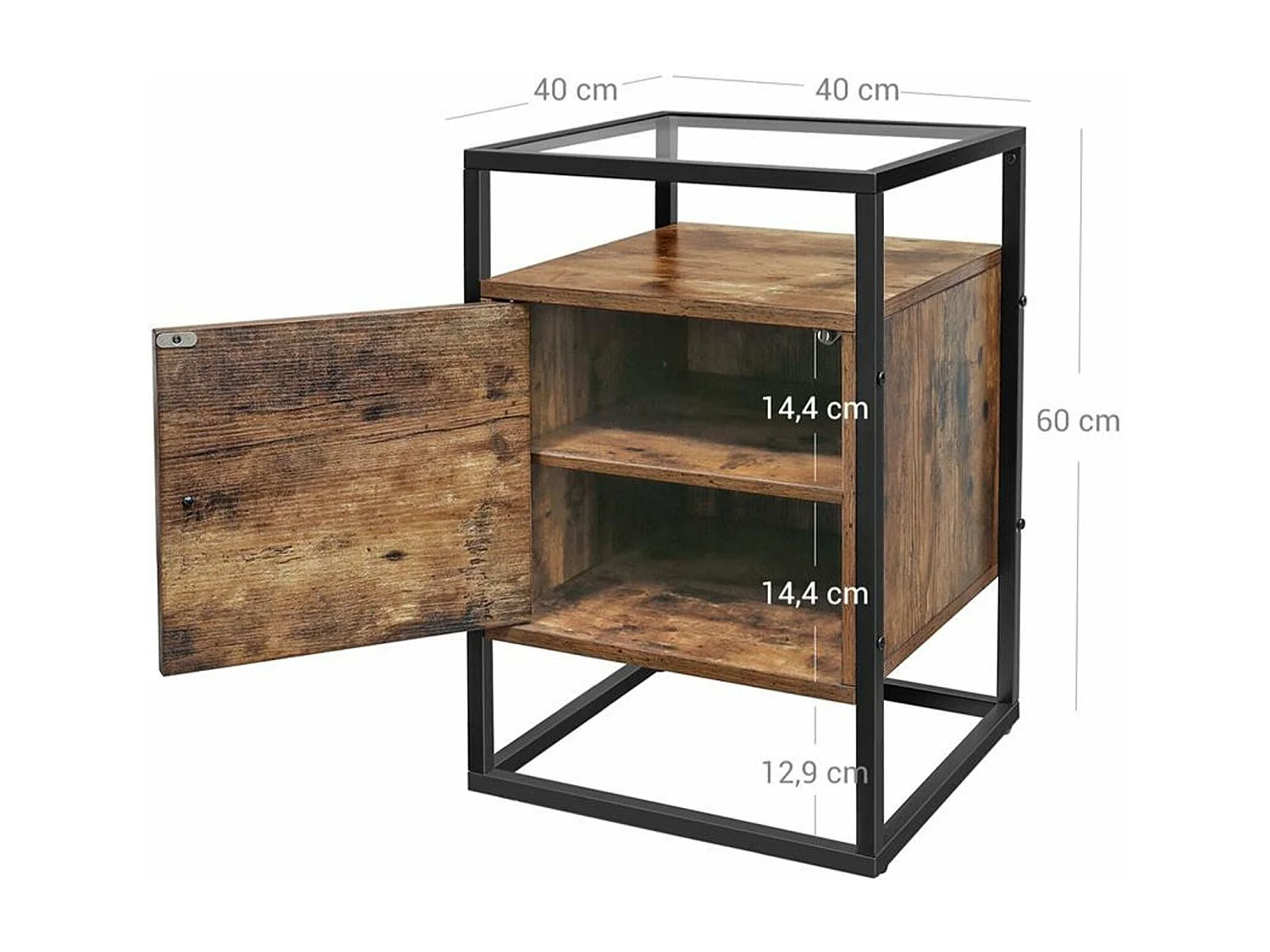 Table de chevet table verre 40 x 40 x 60 cm 12_0003009