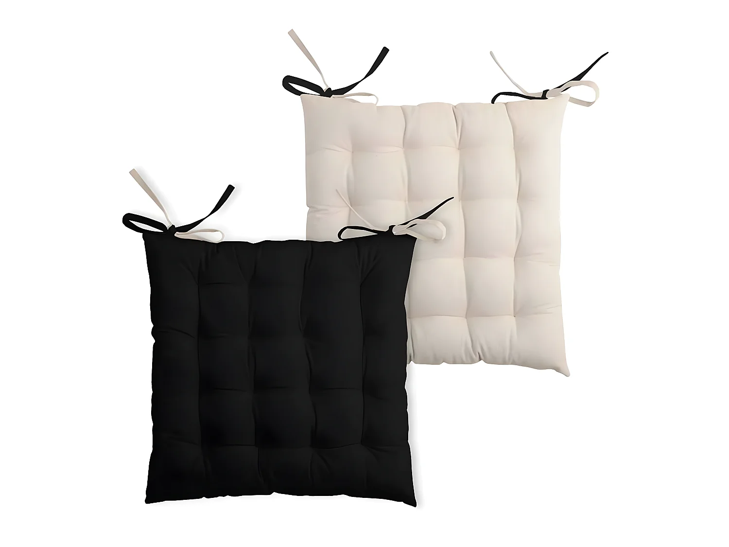 Coussin de chaise - 2 faces Noir et Lin 40 cm