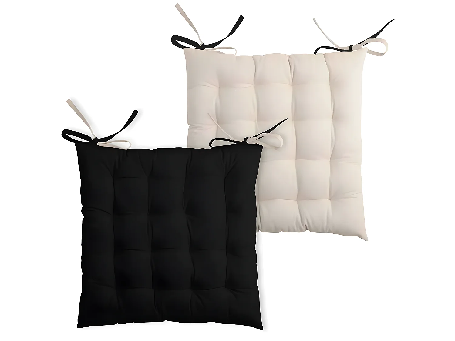 Coussin de chaise - 2 faces Noir et Lin 40 cm