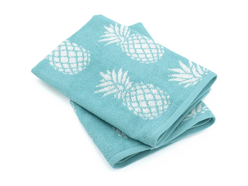 Lot de 2 torchons de cuisine éponge 50x50 cm coton PINEAPPLE bleu