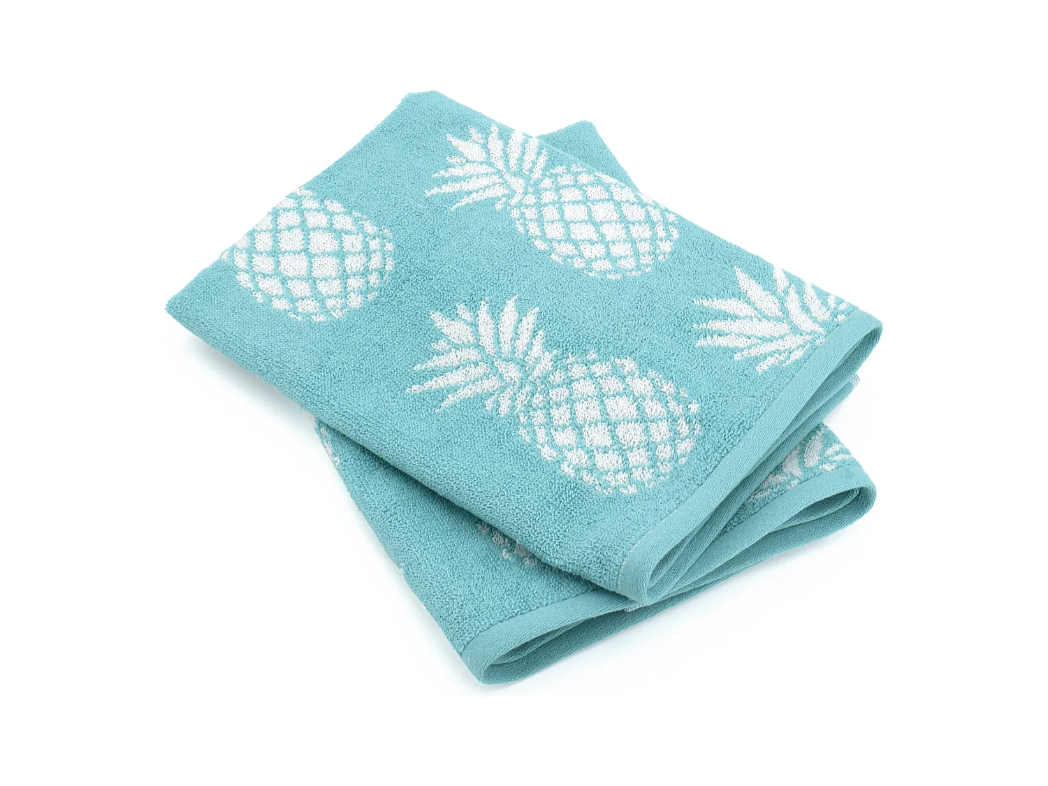Lot de 2 torchons de cuisine éponge 50x50 cm coton PINEAPPLE bleu