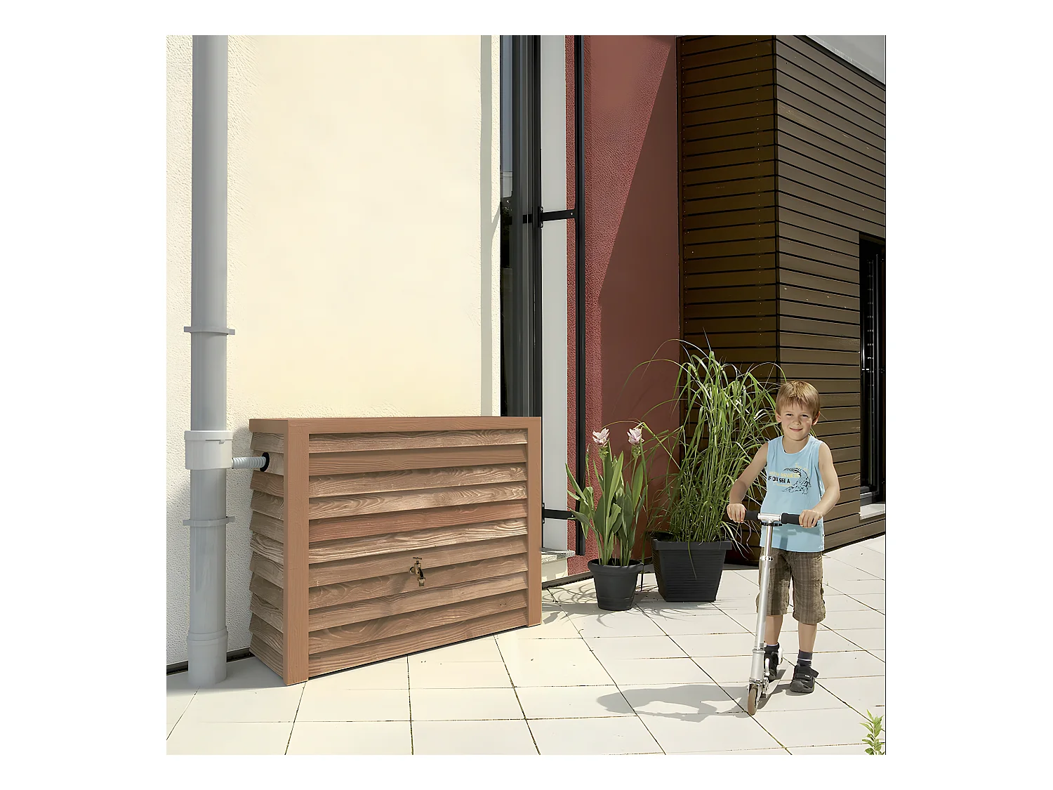 Récupérateur D'eau Aérien Apparence Bois Woody 350l