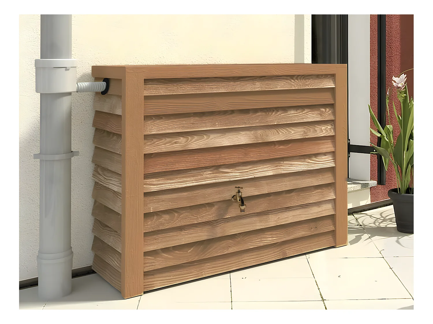 Récupérateur D'eau Aérien Apparence Bois Woody 350l