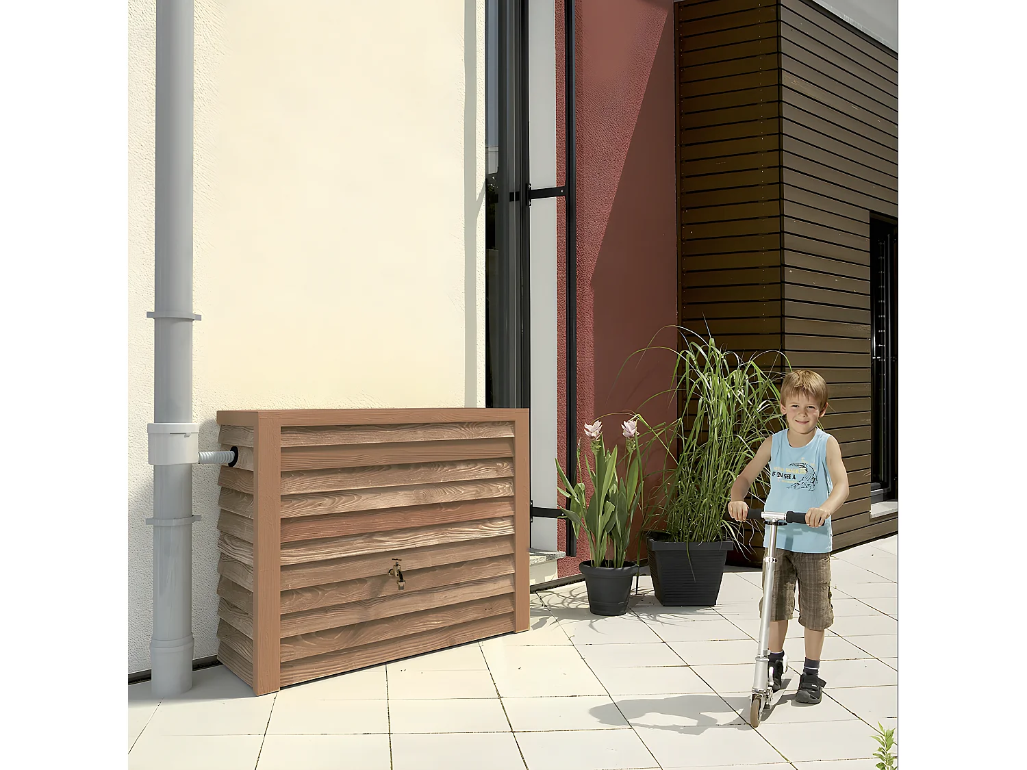 Récupérateur D'eau Aérien Apparence Bois Woody 350l