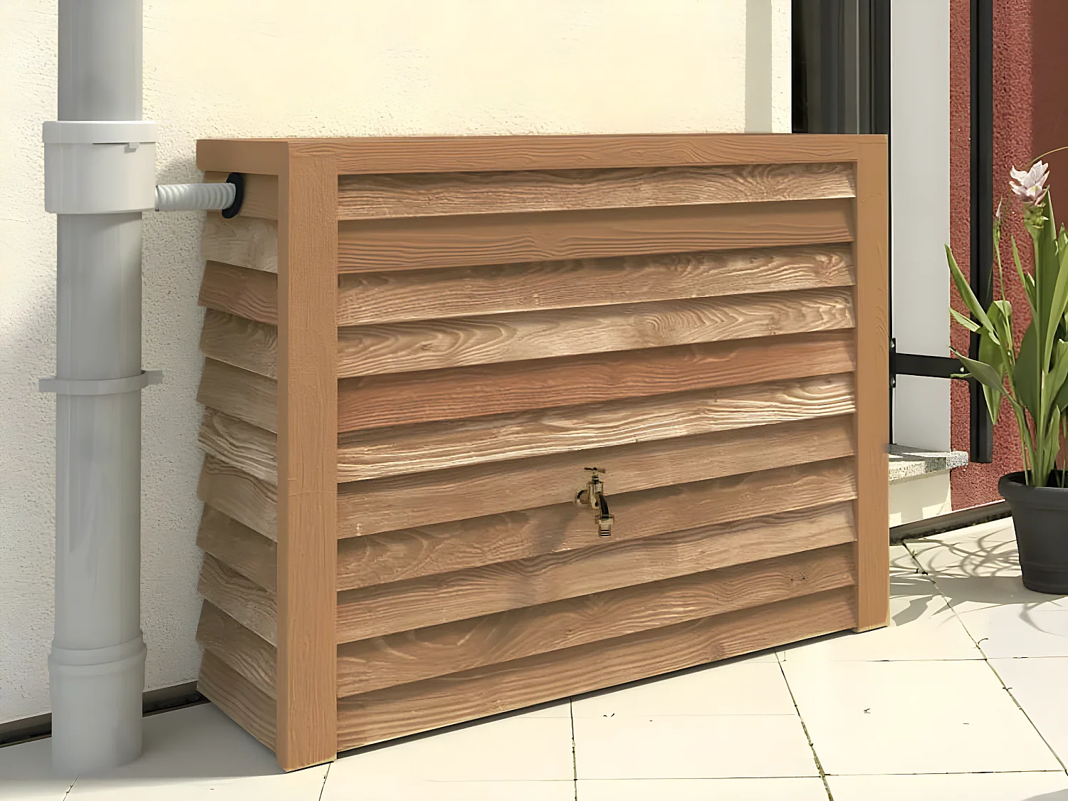 Récupérateur D'eau Aérien Apparence Bois Woody 350l