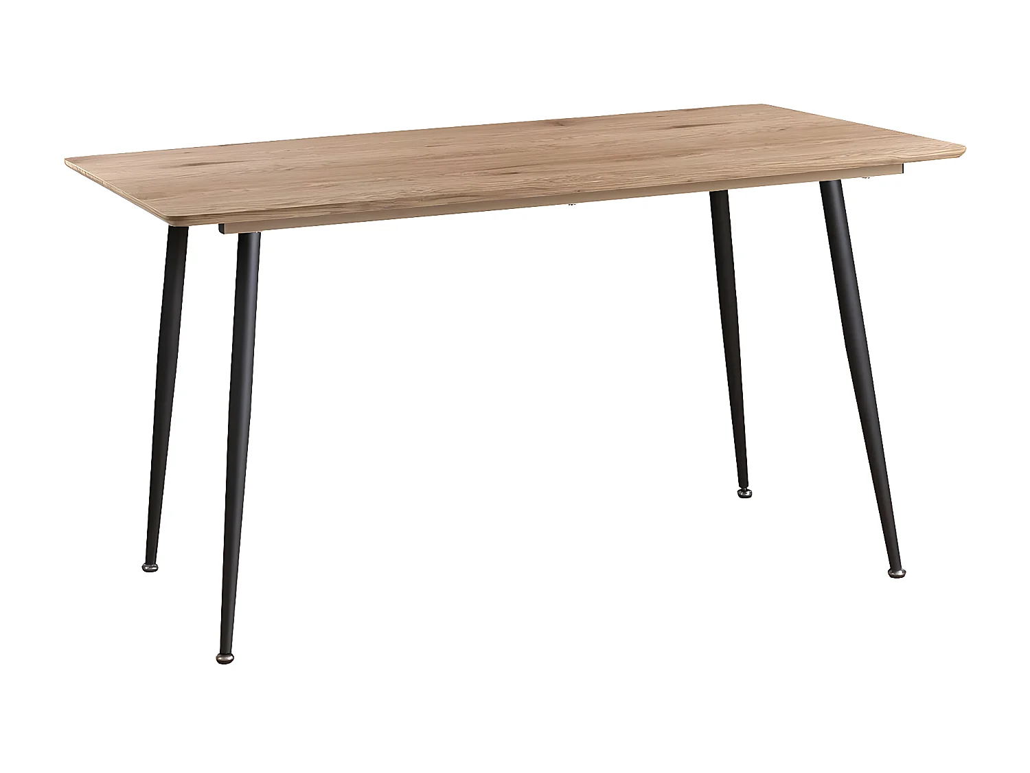 HANOI - Ensemble Table Rectangle 120 Effet Bois + 4 Chaises Jaunes