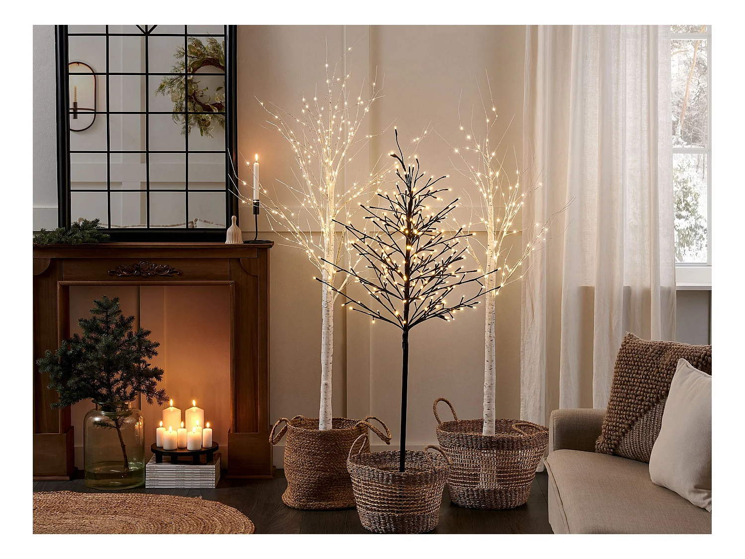 Árvore decorativa de Natal com LED branca 190 cm LAPPI