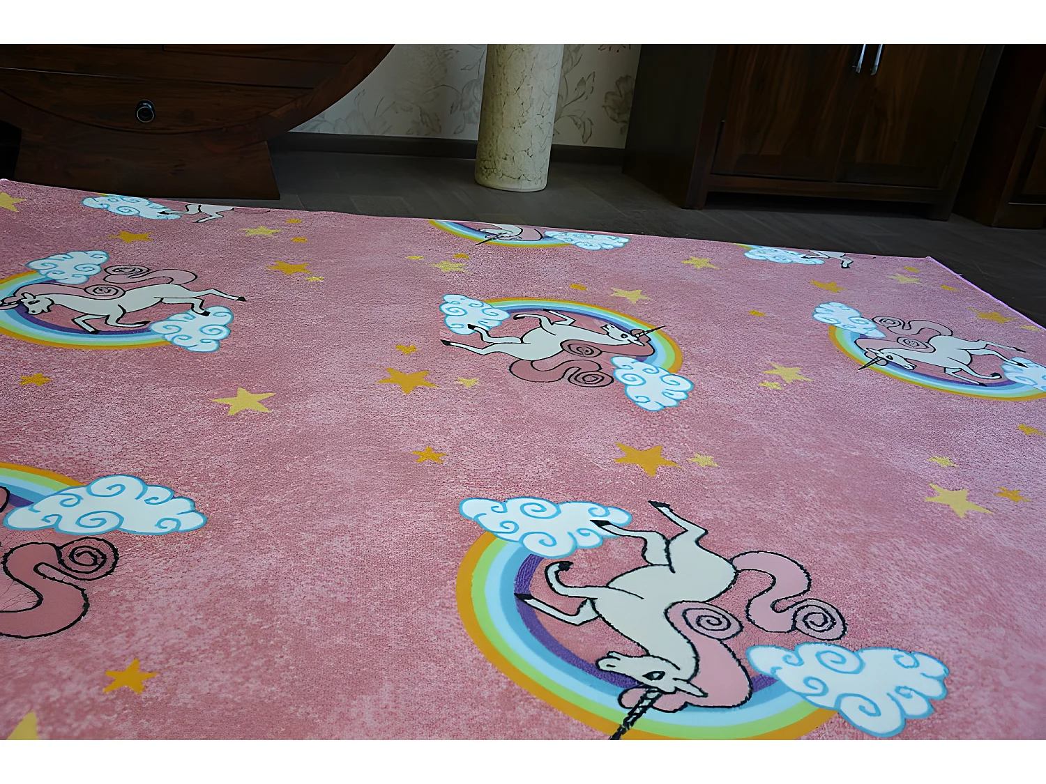 Teppich für Kinder UNICORN rosa 150x350 cm