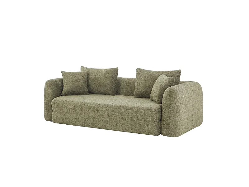 Canapé droit compressé convertible tissu bouclette 3 places vert ETRETAT