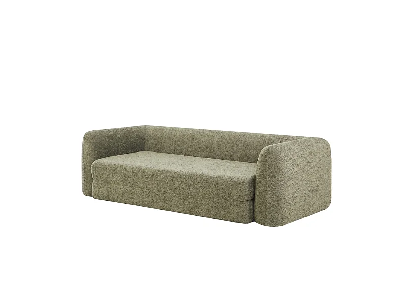 Canapé droit compressé convertible tissu bouclette 3 places vert ETRETAT