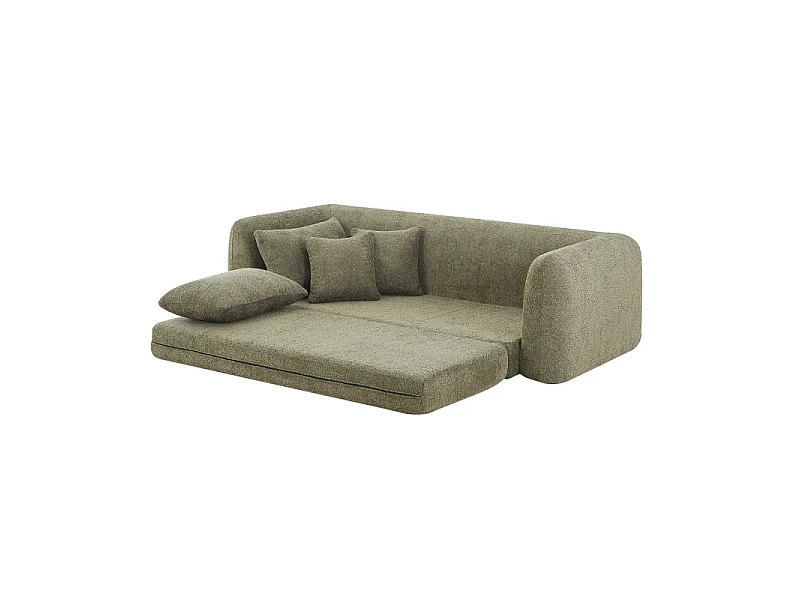 Canapé droit compressé convertible tissu bouclette 3 places vert ETRETAT