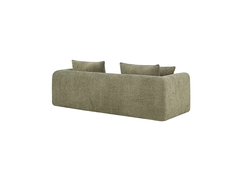 Canapé droit compressé convertible tissu bouclette 3 places vert ETRETAT