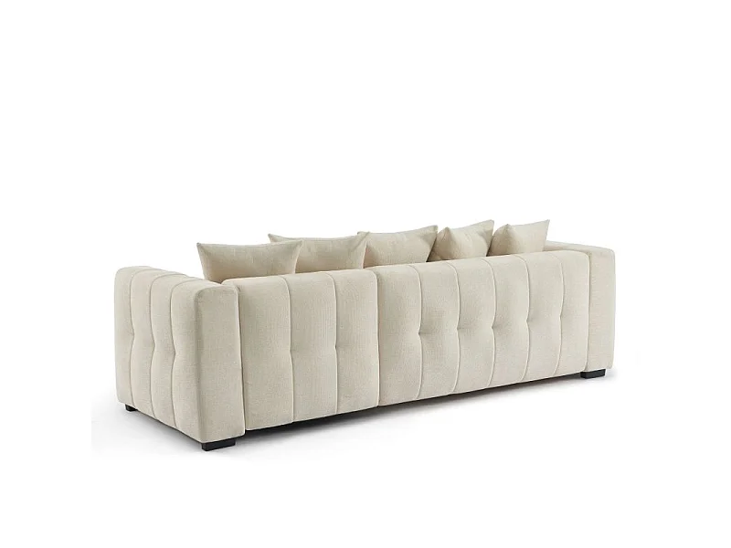 Canapé d'angle convertible réversible tissu 4 places beige HONFLEUR