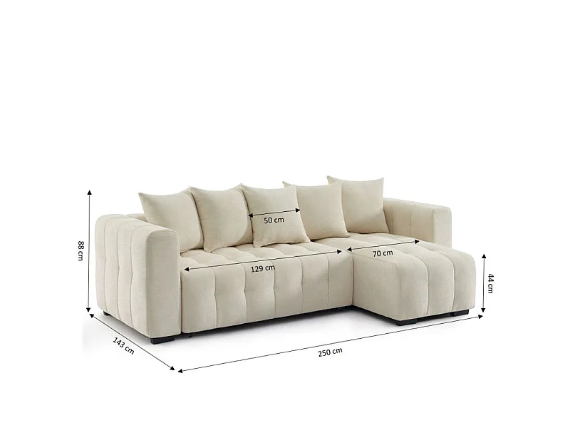 Canapé d'angle convertible réversible tissu 4 places beige HONFLEUR