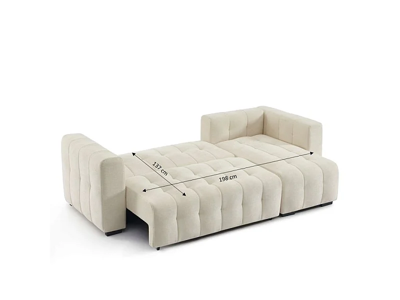 Canapé d'angle convertible réversible tissu 4 places beige HONFLEUR