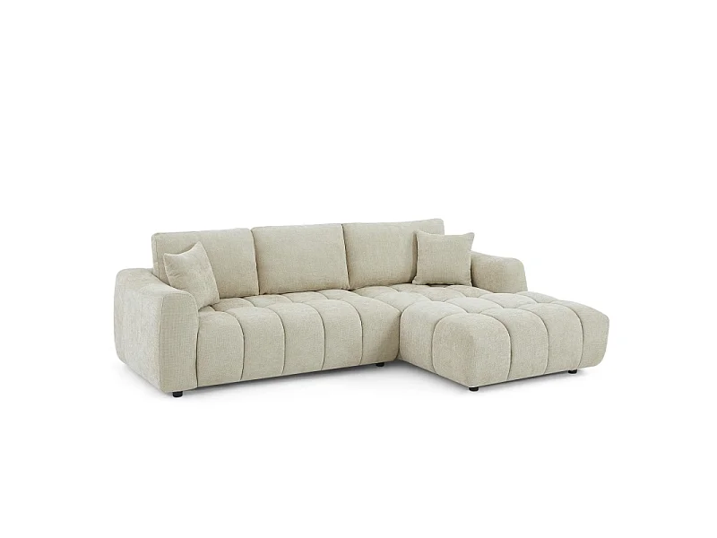 Canapé d'angle droit fixe tissu chenille 4 places taupe SENLIS