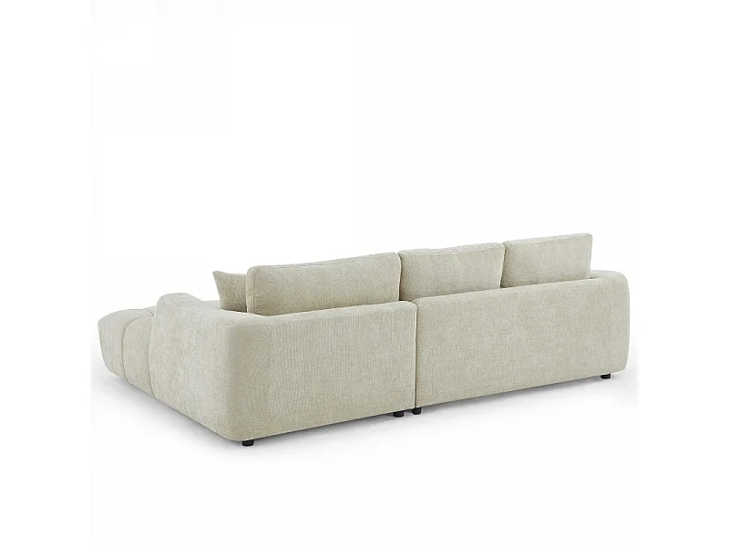 Canapé d'angle droit fixe tissu chenille 4 places taupe SENLIS