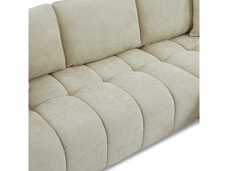 Canapé d'angle droit fixe tissu chenille 4 places taupe SENLIS