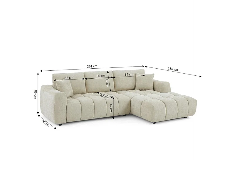 Canapé d'angle droit fixe tissu chenille 4 places taupe SENLIS