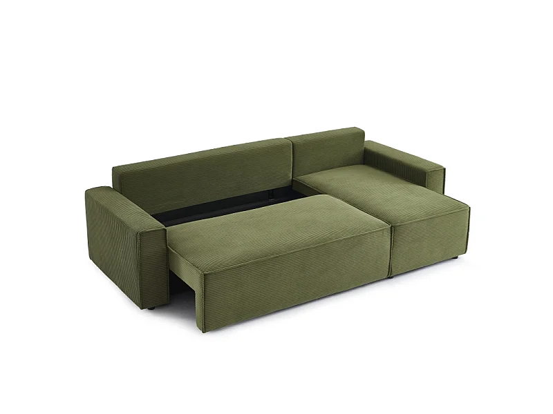 Canapé d'angle convertible réversible velours côtelé 4 places vert IOLITE
