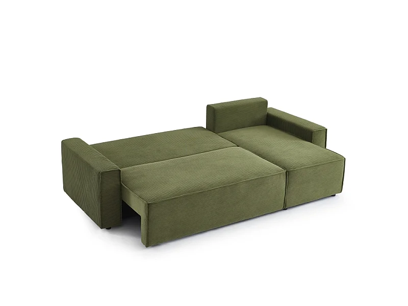Canapé d'angle convertible réversible velours côtelé 4 places vert IOLITE