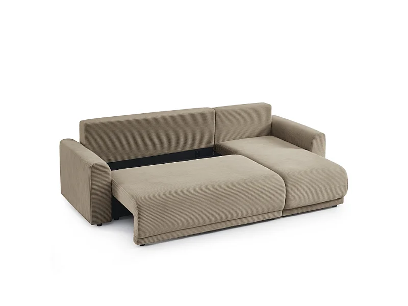 Canapé d'angle convertible réversible velours côtelé 4 places grège ELVYN