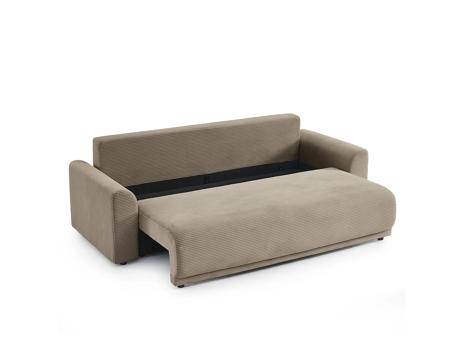 Canapé droit convertible velours 3 places taupe ELVYN