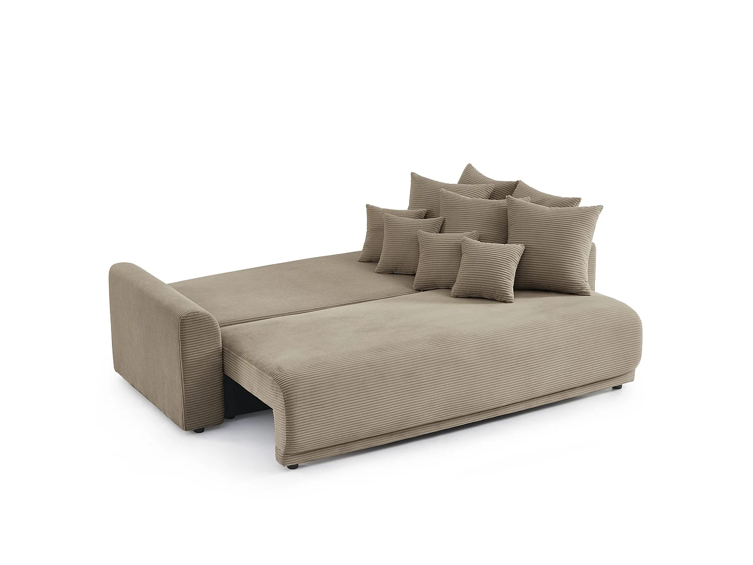 Canapé droit convertible velours 3 places taupe ELVYN