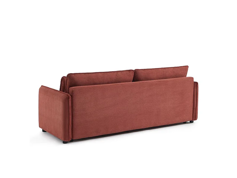 Canapé droit convertible velours côtelé 3 places terracotta BOHEME