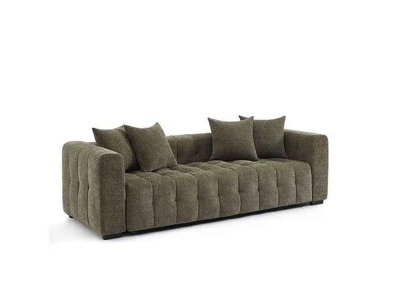 Canapé droit convertible tissu 3 places vert HONFLEUR