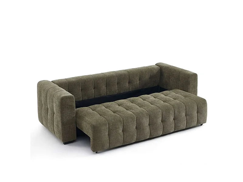 Canapé droit convertible tissu 3 places vert HONFLEUR