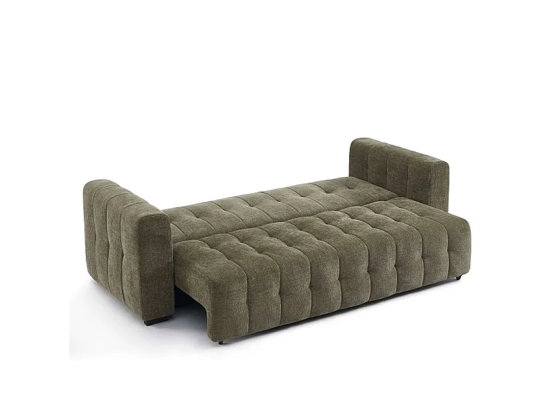 Canapé droit convertible tissu 3 places vert HONFLEUR
