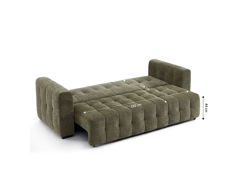 Canapé droit convertible tissu 3 places vert HONFLEUR