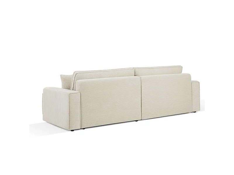 Canapé d'angle convertible réversible chaise large velours côtelé 4 places beige IOLITE