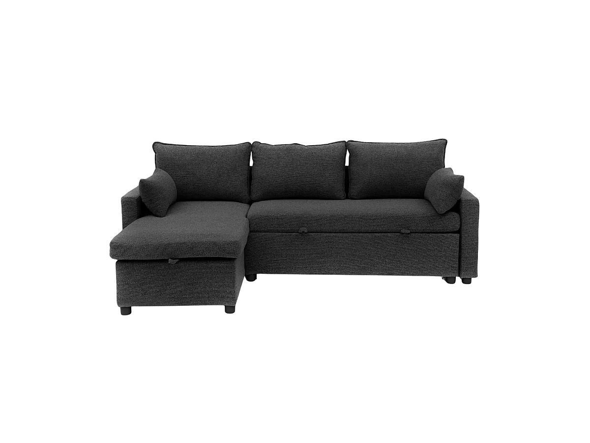 3-zits slaapbank in stof met chaise longue L219 cm - LOUISON