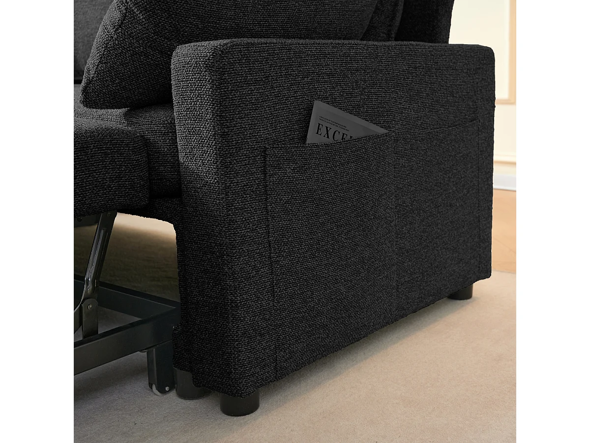 3-zits slaapbank in stof met chaise longue L219 cm - LOUISON