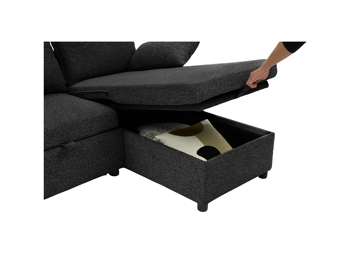 3-zits slaapbank in stof met chaise longue L219 cm - LOUISON