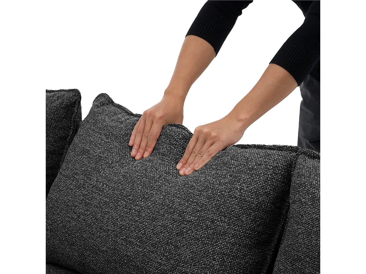3-zits slaapbank in stof met chaise longue L219 cm - LOUISON