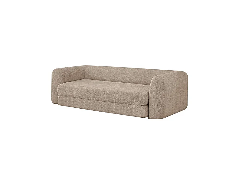 Canapé droit compressé convertible tissu bouclette 3 places taupe ETRETAT