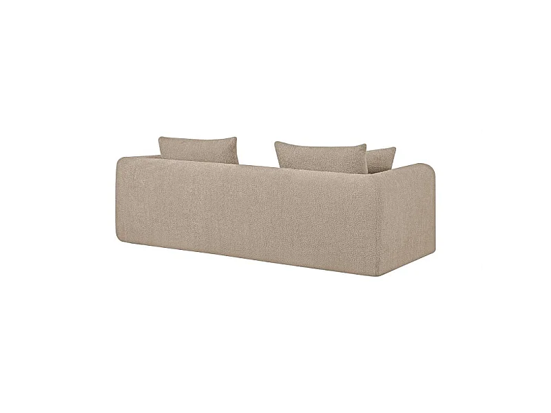 Canapé droit compressé convertible tissu bouclette 3 places taupe ETRETAT