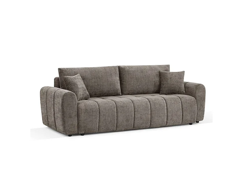 Canapé droit convertible tissu texturé 3 places marron CABOURG