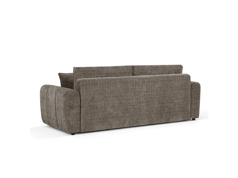 Canapé droit convertible tissu texturé 3 places marron CABOURG