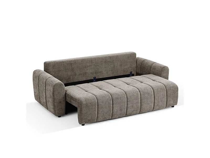 Canapé droit convertible tissu texturé 3 places marron CABOURG