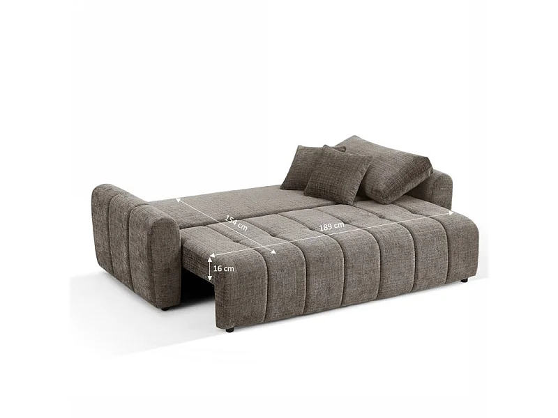 Canapé droit convertible tissu texturé 3 places marron CABOURG