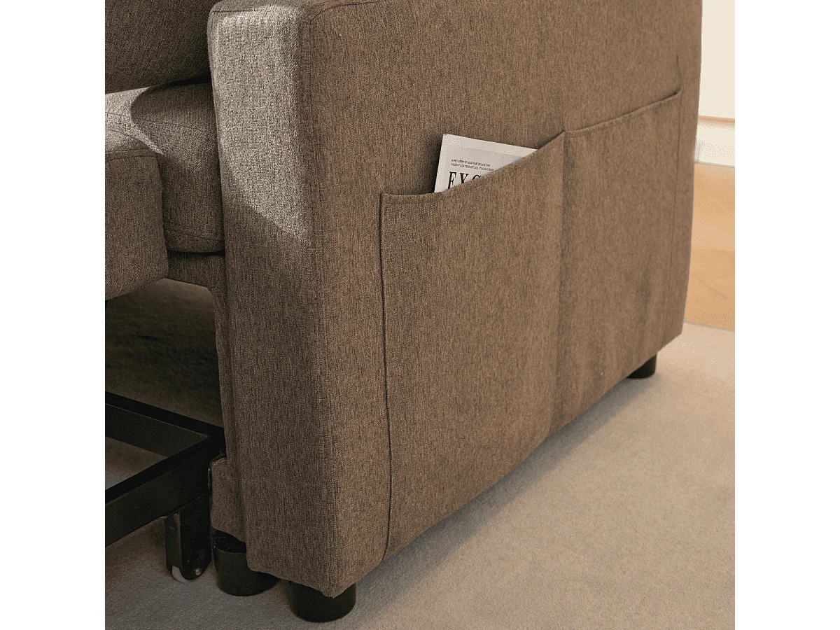 3-zits slaapbank in stof met chaise longue L219 cm - LOUISON