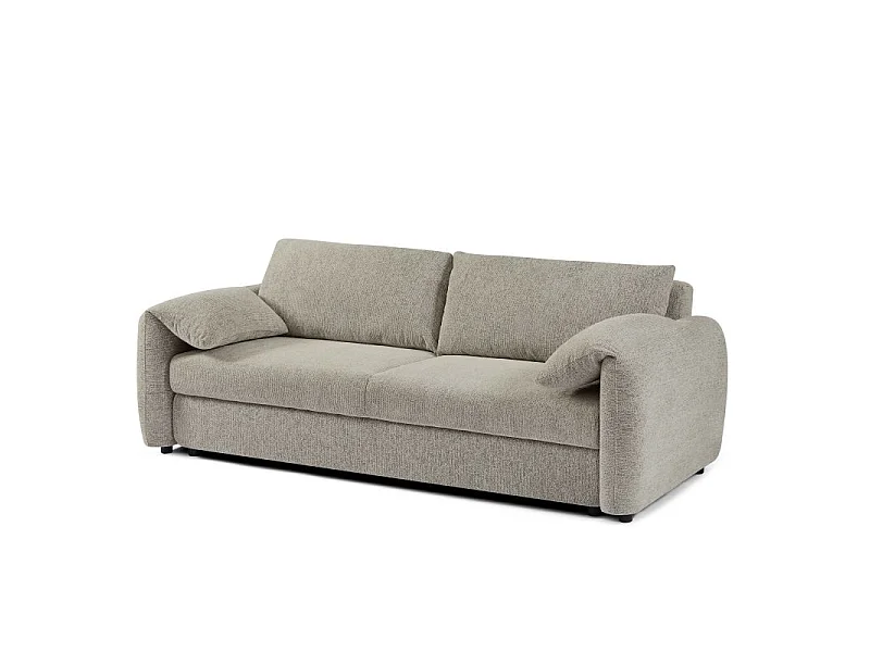 Canapé droit convertible tissu chenille tramé 3 places taupe ANNECY