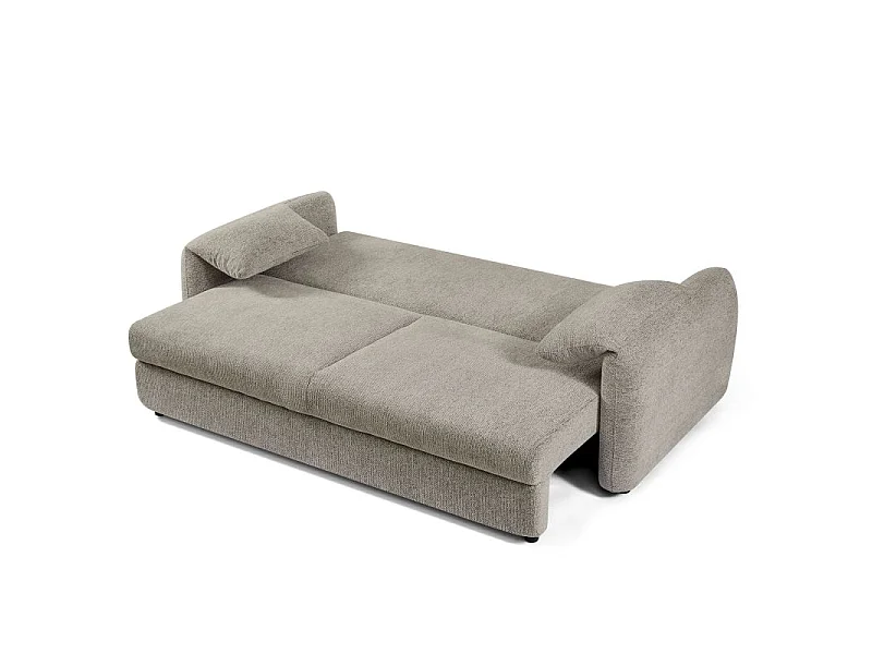 Canapé droit convertible tissu chenille tramé 3 places taupe ANNECY