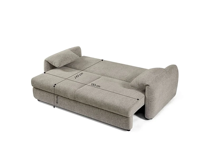 Canapé droit convertible tissu chenille tramé 3 places taupe ANNECY